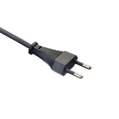 Conductor de cobre sin oxígeno con rosca desnuda Estándar europeo 2pin Eu Plug Cordón de alimentación Plug negro para electrodomésticos