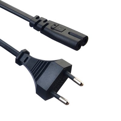 Conductor de cobre sin oxígeno con rosca desnuda Estándar europeo 2pin Eu Plug Cordón de alimentación Plug negro para electrodomésticos