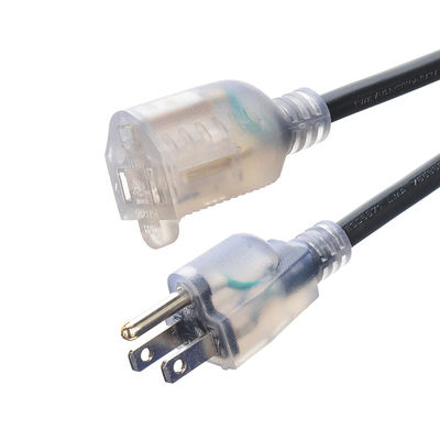 250V Nivel 12/3 50 pies de resistencia al agua de carga pesada del cable de extensión con el indicador iluminado extremo desnudo conductor de cobre en cadena