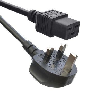 Red SDK Reino Unido BS Estándar C5 C19 Conector de 3 pines Línea de plomo de tira de cable de alimentación de cable de 3 puntas de cable de corriente acústica de suministro de cable IEC Negro