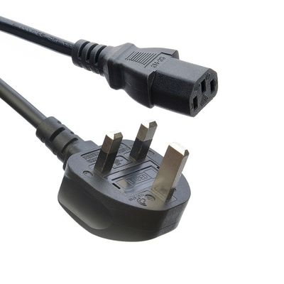 Red SDK Reino Unido BS Estándar C5 C19 Conector de 3 pines Línea de plomo de tira de cable de alimentación de cable de 3 puntas de cable de corriente acústica de suministro de cable IEC Negro