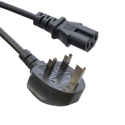 Red SDK Reino Unido BS Estándar C5 C19 Conector de 3 pines Línea de plomo de tira de cable de alimentación de cable de 3 puntas de cable de corriente acústica de suministro de cable IEC Negro