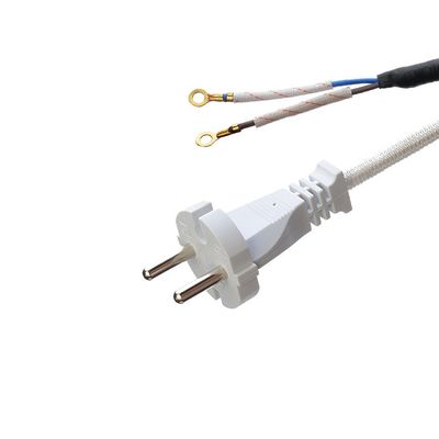 CEE 16A Cable eléctrico de hierro de algodón VDE Negro Blanco Ac Cordón de alimentación de vapor de electrodomésticos H03RT-F 3x42/0.15mm Tipo de extremo masculino
