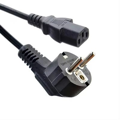 VDE Certificado Estándar de conexión de la UE Cee7/7 Euro Cordón de alimentación 1.5mm con C13 Adecuado para computadoras duraderas