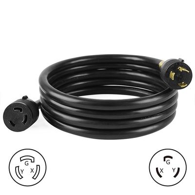 30Amp 7500 Watts 25FT L6-30P a L6-30R Cordón de energía del generador de carga pesada SJTW 10AWG 3 puntas conductor desnudo de la cuerda de la cuerda