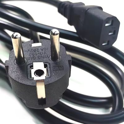 VDE Certificado Estándar de conexión de la UE Cee7/7 Euro Cordón de alimentación 1.5mm con C13 Adecuado para computadoras duraderas