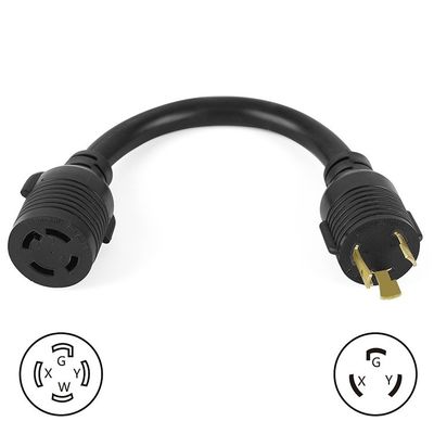 Adaptador de 30 Amp 4 Prong a 3 Prong Lock 10 Gauge Cordón de soldador de energía Adaptador ETL Listado NEMA L14-30P Hombre a NEMA L6-30R Hembra
