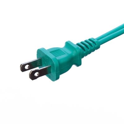 3 Cordón de extensión de salida con material verde de chaqueta de PVC SPT-2 14/2 AWG 6FT/12FT 2 Prong Power Strip y tapa de seguridad