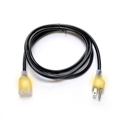 Cable de extensión exterior de trabajo pesado de 25 pies con extremo iluminado y cable eléctrico flexible resistente al frío de 3 puntas IP22 nivel IP