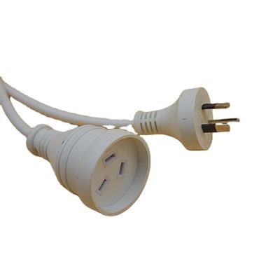 Cordón de alimentación AC Estándar australiano AU 3-Pin Plug longitud personalizada Cordón de extensión de alimentación de plomo blanco Corriente nominal 5A
