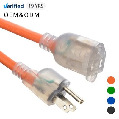 12/3 impermeable ETL de trabajo pesado de 50 pies de cable de extensión con indicador iluminado final 12 medidor 3 punta resistente al frío exterior