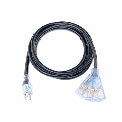 3 salida 12/3 SJTW Cordón de extensión exterior con indicador iluminado ETL US 50 pies de trabajo pesado 12 Gauge NEMA5-15P a NEMA 5-15R