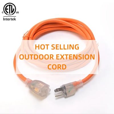 15 FT 12/3 Gauge LED End Iluminado SJTW 15 Amp/125V/1875W Corda de alimentación de carga pesada de chaqueta externa naranja para interiores y exteriores