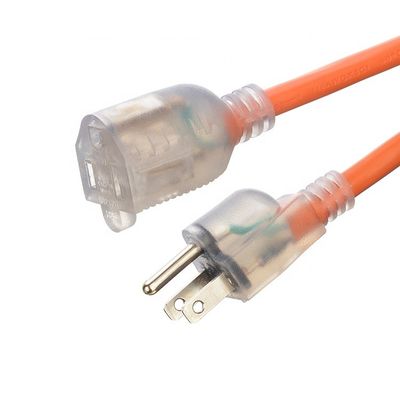 15 FT 12/3 Gauge LED End Iluminado SJTW 15 Amp/125V/1875W Corda de alimentación de carga pesada de chaqueta externa naranja para interiores y exteriores