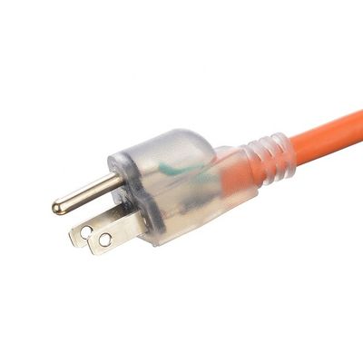 15 FT 12/3 Gauge LED End Iluminado SJTW 15 Amp/125V/1875W Corda de alimentación de carga pesada de chaqueta externa naranja para interiores y exteriores