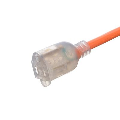 15 FT 12/3 Gauge LED End Iluminado SJTW 15 Amp/125V/1875W Corda de alimentación de carga pesada de chaqueta externa naranja para interiores y exteriores