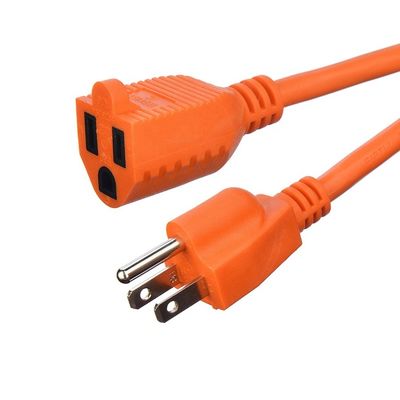 Tipo de extremo / 15 pies de cable de energía de trabajo pesado en 3 puntas16 SJTW AWG en campanas exteriores con Nema-15 conector naranja para cables de extensión